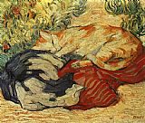 Franz Marc Famous Paintings - Cats on a Red Cloth